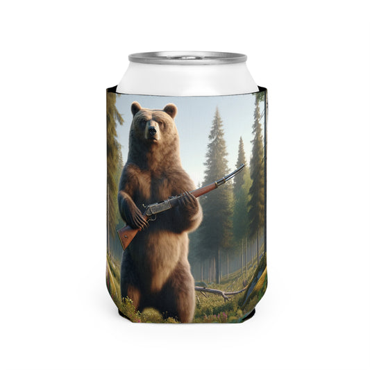Bear is Ready for the Hunt- Can Cooler Sleeve